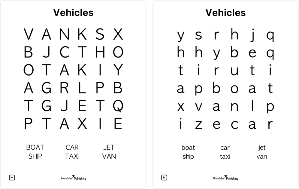 Word Search Duo UPPERCASE lowercase letters